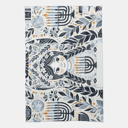 Chanoeka Sameach Glow Keukenhanddoeken: Infuseer u Theedoek (Verticaal)