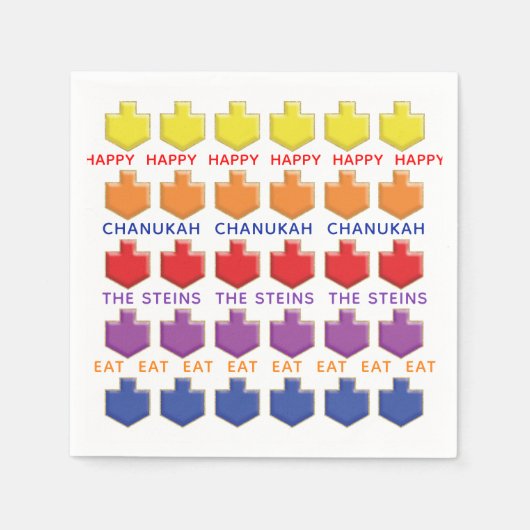 Chanoeka servet personaliseren "3D Dreidels" (Voorkant)