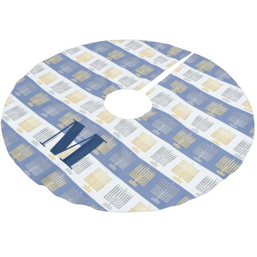 Chanoeka Silver Gold Menorah Optioneel Monogram Kerstboom Rok (Gekanteld)