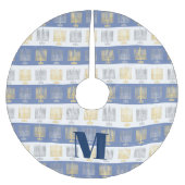 Chanoeka Silver Gold Menorah Optioneel Monogram Kerstboom Rok (Voorkant)
