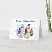 Chanoeka Sneeuwman Kerstmis Chrismukkah Feestdagen Kaart (Voorkant)