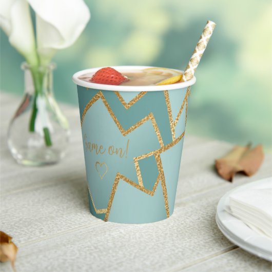 Chanoeka spel op Bluish Dreidels 8 oz. Papieren Bekers (Insitu)