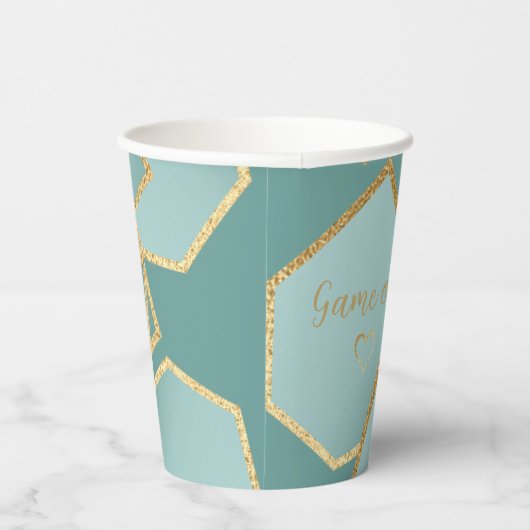 Chanoeka spel op Bluish Dreidels 8 oz. Papieren Bekers (Rechts)