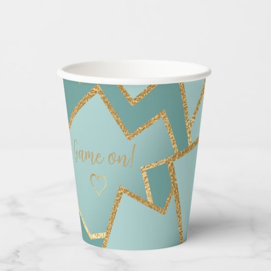 Chanoeka spel op Bluish Dreidels 8 oz. Papieren Bekers (Voorkant)