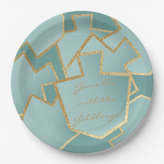 Chanoeka spel op Bluish Dreidels Papieren Bordje (Voorkant)