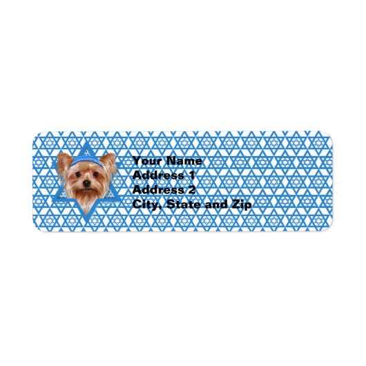 Chanoeka Star of David - Yorkshire Terrier Etiket (Voorkant)