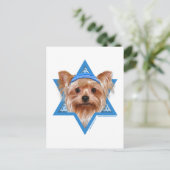 Chanoeka Star of David - Yorkshire Terrier Feestdagenkaart (Staand voorkant)