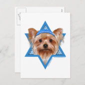 Chanoeka Star of David - Yorkshire Terrier Feestdagenkaart (Voorkant / Achterkant)