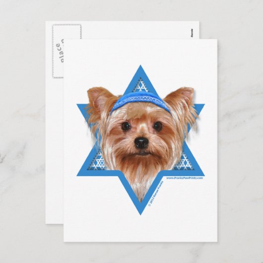 Chanoeka Star of David - Yorkshire Terrier Feestdagenkaart (Voorkant / Achterkant)