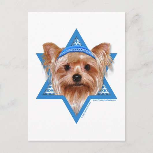 Chanoeka Star of David - Yorkshire Terrier Feestdagenkaart (Voorkant)