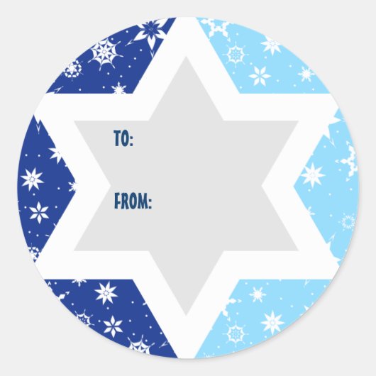 Chanoeka Star van David Snowflake Gift Sticker (Voorkant)