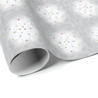 Chanoeka Ster en Sneeuwvlokken Grijs Cadeaupapier