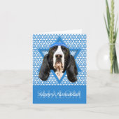 Chanoeka Ster van David - Basset Hound - Jasmijn Feestdagen Kaart (Voorkant)