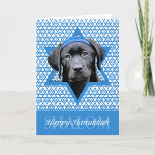 Chanoeka ster van David - Black Labrador Feestdagen Kaart