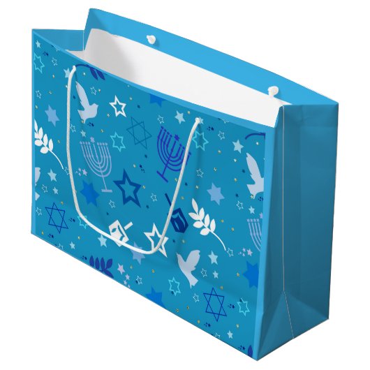 Chanoeka sterren geschenkzak groot cadeauzakje (Voorkant Gekanteld)