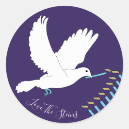 Chanoeka Stickers (1 1/2"/3")"Dove Menorah/Gold"
