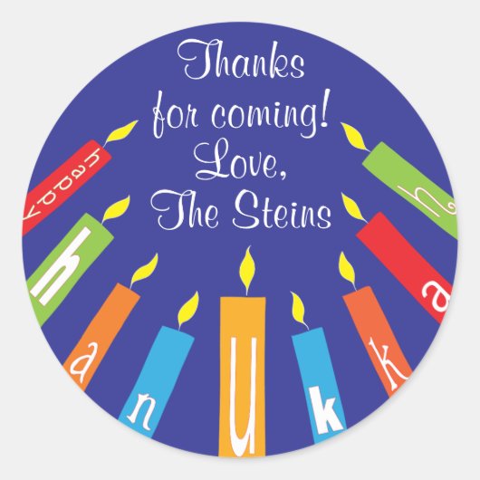 Chanoeka Stickers (1 1/2" of 3") Kleurrijke kaarse (Voorkant)