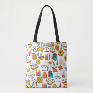 Chanoeka-symbolen: joods vakantiepatroon. tote bag