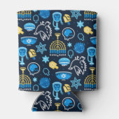 Chanoeka symboliseert blauw patroon blikjeskoeler (Achterkant)