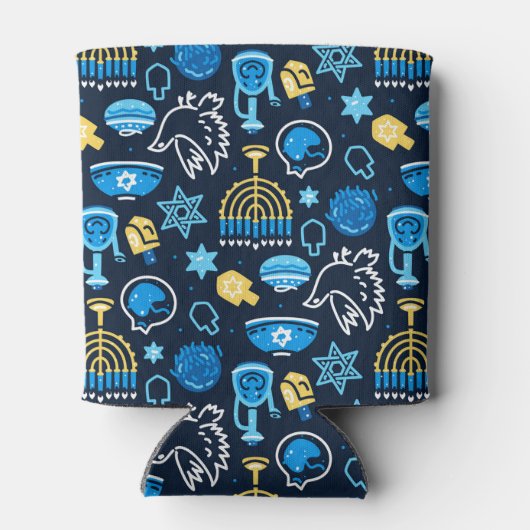 Chanoeka symboliseert blauw patroon blikjeskoeler (Achterkant)