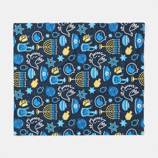 Chanoeka symboliseert blauw patroon fleece deken (Voorkant (Horizontaal))