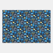 Chanoeka symboliseert blauw patroon inpakpapier vel (Voorkant)