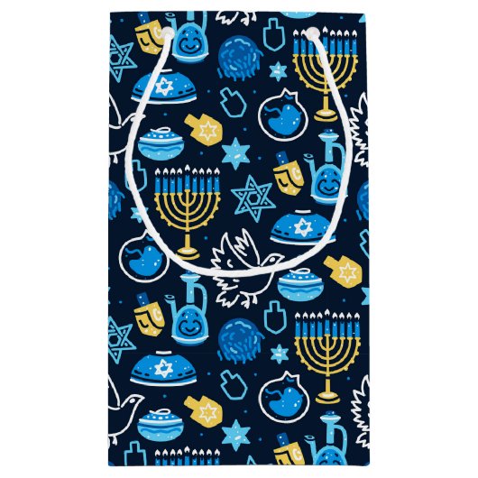 Chanoeka symboliseert blauw patroon klein cadeauzakje (Achterkant)