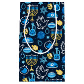 Chanoeka symboliseert blauw patroon klein cadeauzakje (Voorkant)