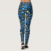 Chanoeka symboliseert blauw patroon leggings (Achterkant)