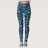 Chanoeka symboliseert blauw patroon leggings (Voorkant)