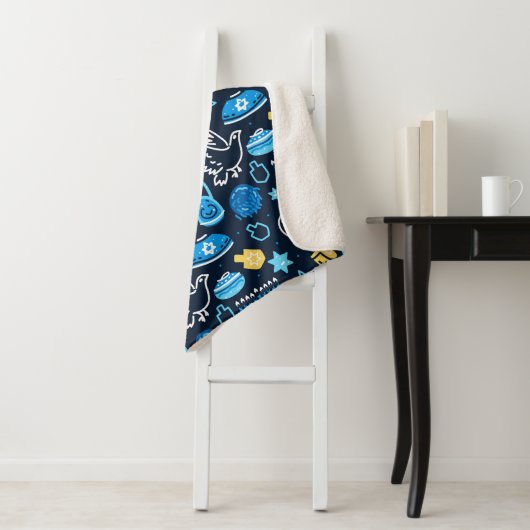 Chanoeka symboliseert blauw patroon sherpa deken (In situ)