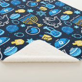 Chanoeka symboliseert blauw patroon sherpa deken (3/4)