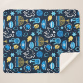 Chanoeka symboliseert blauw patroon sherpa deken (Voorkant (horizontaal))