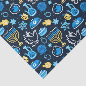 Chanoeka symboliseert blauw patroon tissuepapier (Detail)