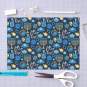 Chanoeka symboliseert blauw patroon tissuepapier (Craft)