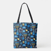 Chanoeka symboliseert blauw patroon tote bag (Achterkant)