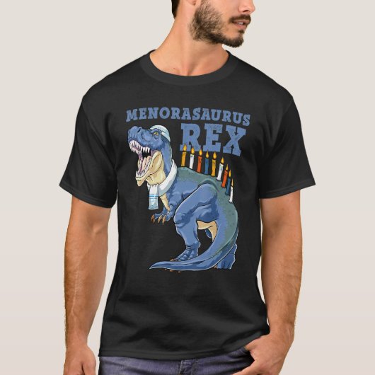 Chanoeka T Rex Menorasaurus Rex Dinosaurus Menorah T-shirt (Voorkant)
