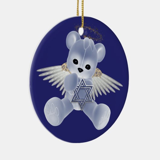 Chanoeka Teddy Bear Keramisch Ornament (Rechts)