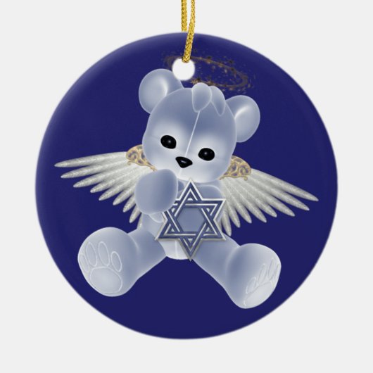 Chanoeka Teddy Bear Keramisch Ornament (Voorkant)