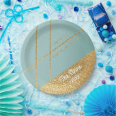 Chanoeka Turquoise en Gouden Papier Borden Papieren Bordje (Feest)