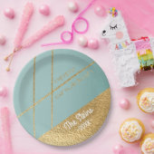 Chanoeka Turquoise en Gouden Papier Borden Papieren Bordje (Feest)