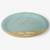 Chanoeka Turquoise en Gouden Papier Borden Papieren Bordje (Gekanteld)