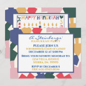 Chanoeka Uitnodiging Moderne Dreidels (Voorkant / Achterkant)