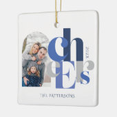 Chanoeka Vet Foto Blauw Keramisch Ornament (Links)