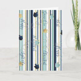 Chanoeka Wenskaart Dreidels n Stripes Feestdagen Kaart