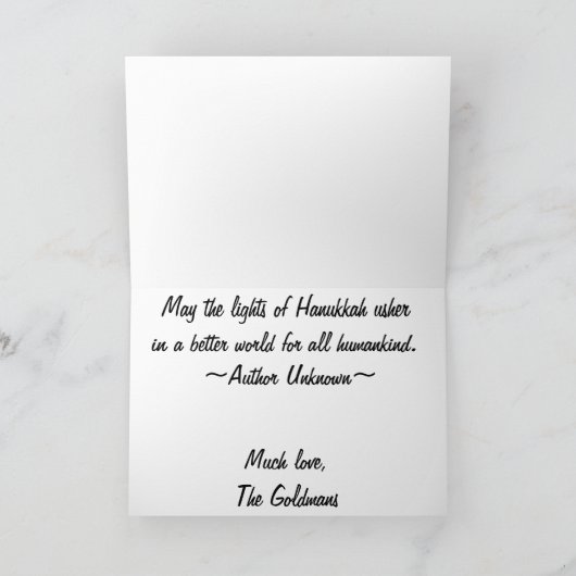 Chanoeka Wenskaart/envelop "Chanoeka Chevron" Feestdagen Kaart (Binnen)