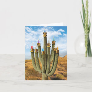 Chanoeka Wenskaart - Prickly Menorah Kaart