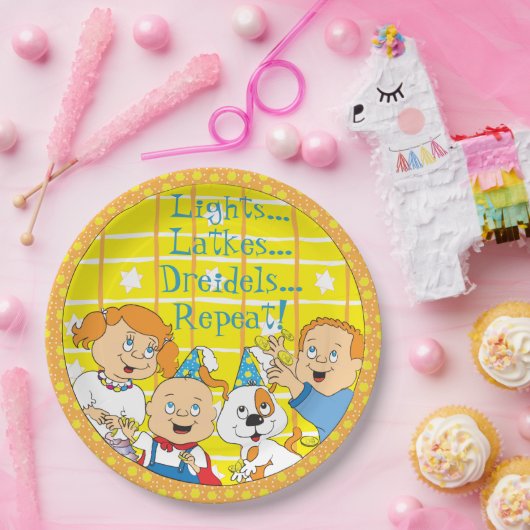 Chanoeka Zeevie en Vrienden Papieren Bordje (Feest)