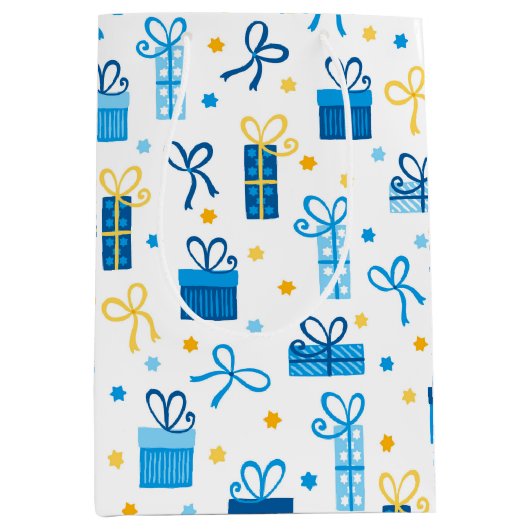 Chanoekaas Cadeaus Gifts w/Bows White Medium Cadeauzakje (Voorkant)