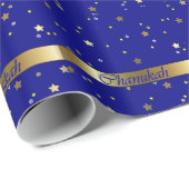 Chanokah Blue Gold Wrapping Paper Cadeaupapier (Rol Hoek)